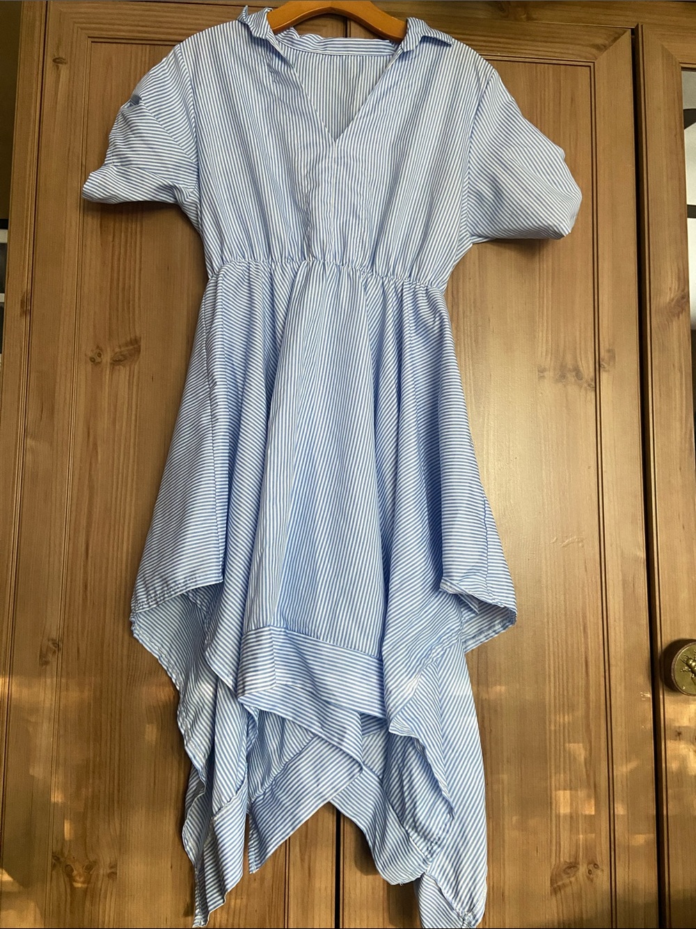 Blue and White Striped Women’s Handkerchief Hem Dress from Venice